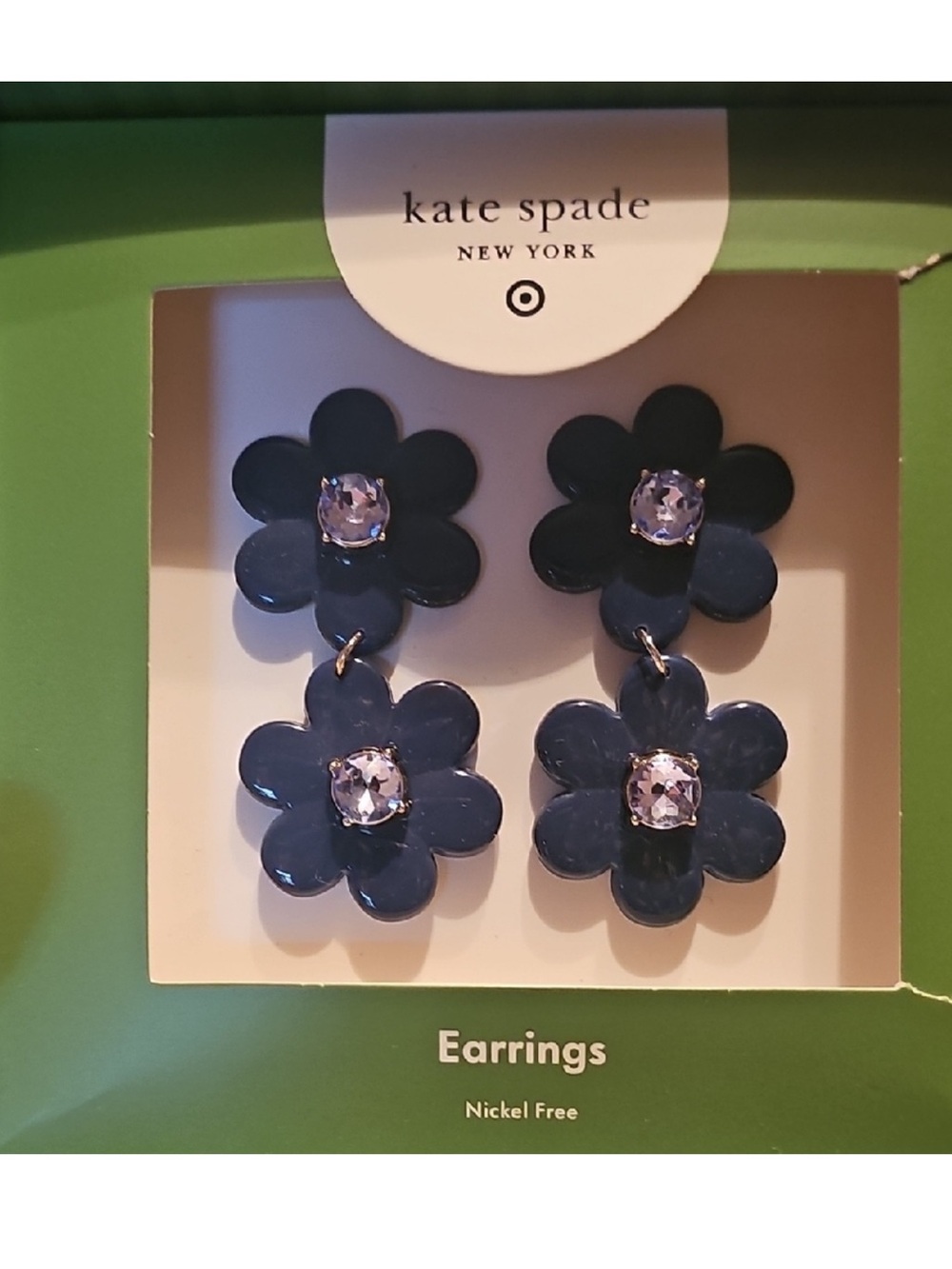 Kate Spade New York x Target Blue Flower Linear Dangle Earrings NIB